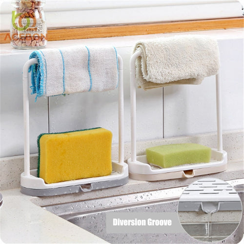 1 PCS Storage Rack Standing Type Sponge Holder Shelf Plate For Pad Towel 2in1 Mutifuctional Organizer Home Kitchen Accessories